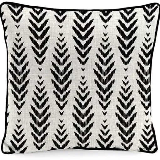 Black & White Geometric Leaves Outdoor Pillow