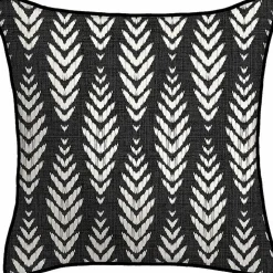 Black & White Geometric Leaves Outdoor Pillow