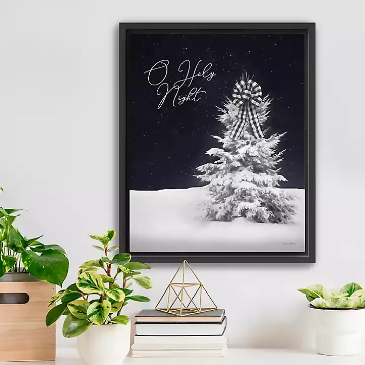 Black & White O Holy Night Framed Canvas Art Print