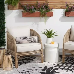 Black and Beige Floral Outdoor Bolster Pillow