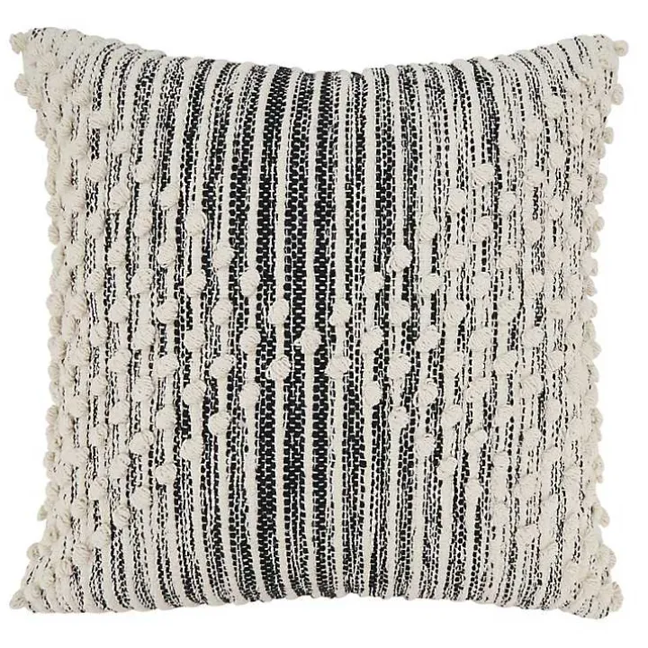 Black and Cream Striped Diamond Pillow Cover