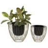 Black and Gold Open Frame Planters, Set of 2