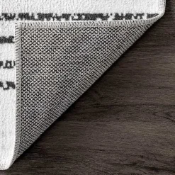 Black and Ivory Diamond Washable Area Rug, 3x5