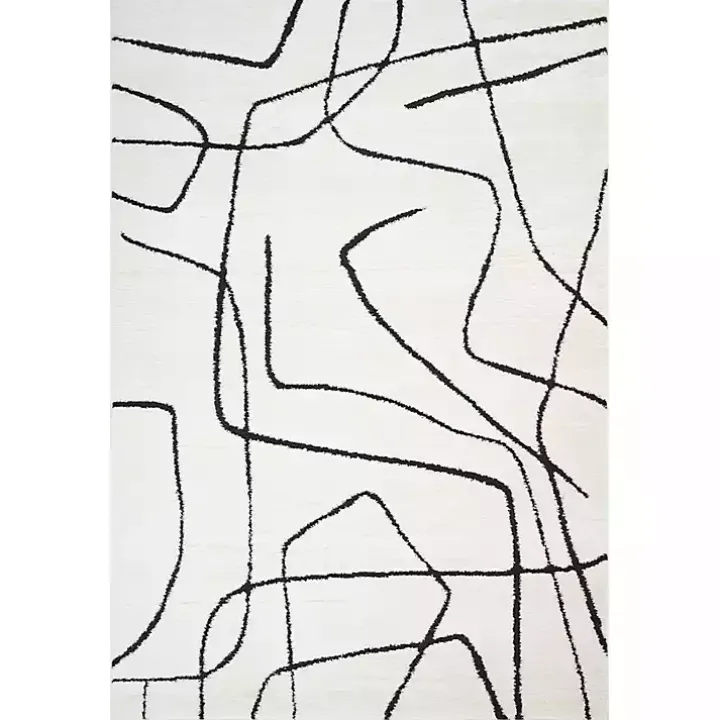 Black and Ivory Monotone Geo Area Rug, 5x7