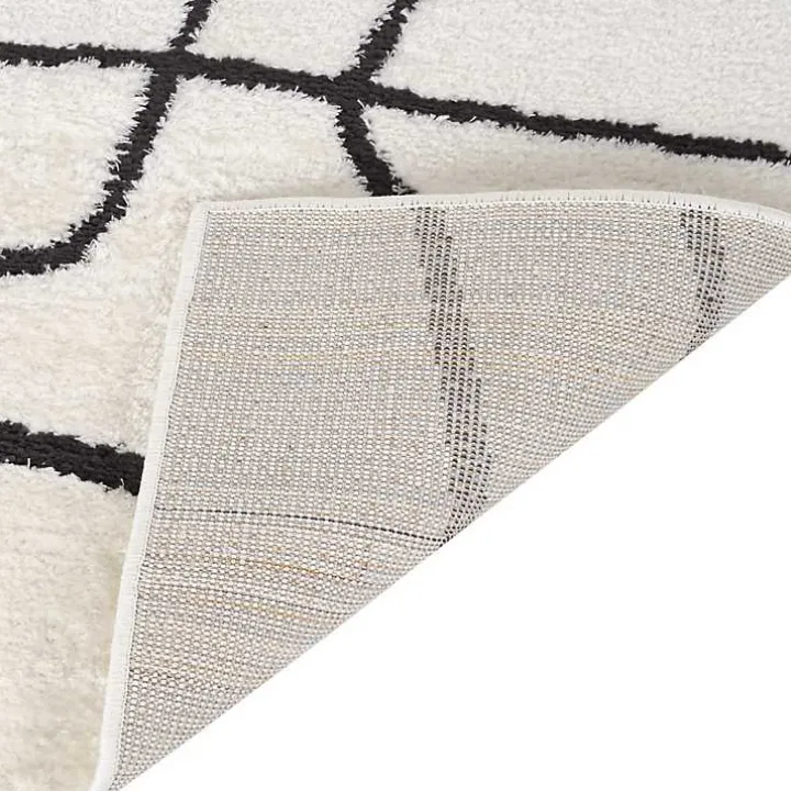 Black and Ivory Monotone Geo Area Rug, 5x7