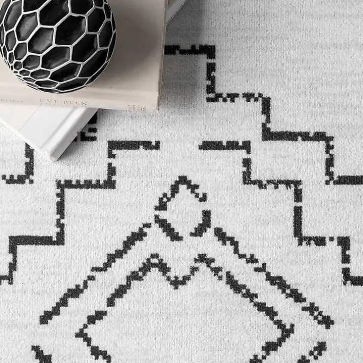 Black and Ivory Moroccan Washable Area Rug, 3x5