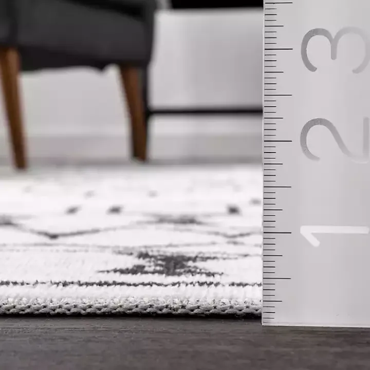 Black and Ivory Moroccan Washable Area Rug, 3x5