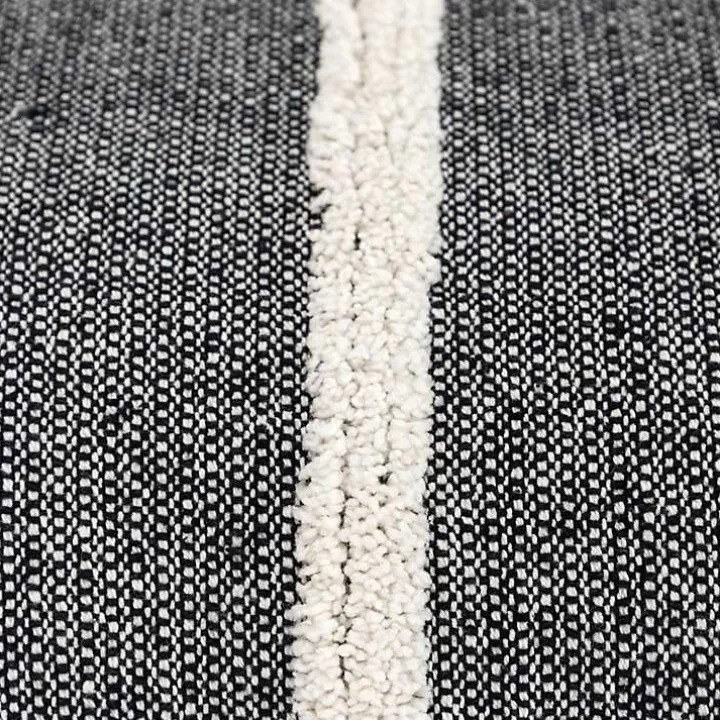Black and White Artisanal Stripes Lumbar Pillow
