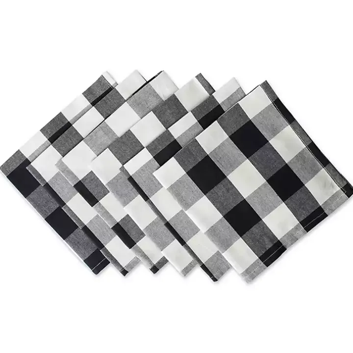 Black and White Buffalo Check Napkins, Set of 6