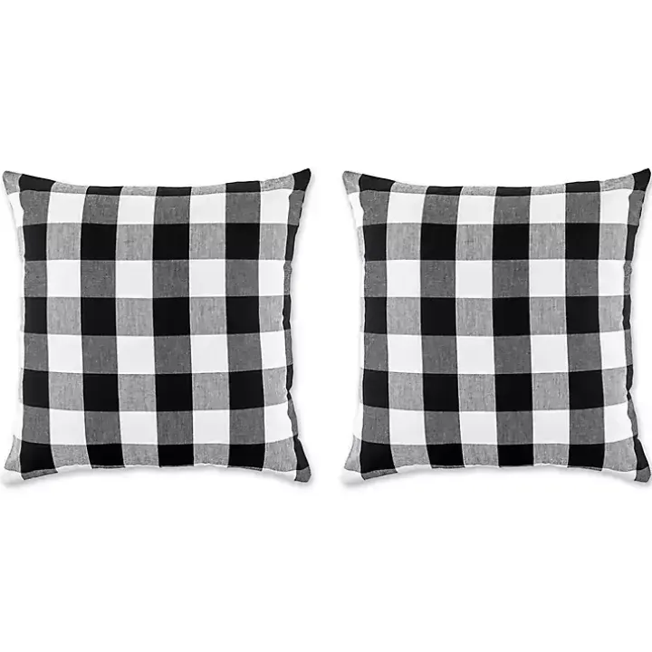 Black and White Checkered Pillow Covers, Set of 2