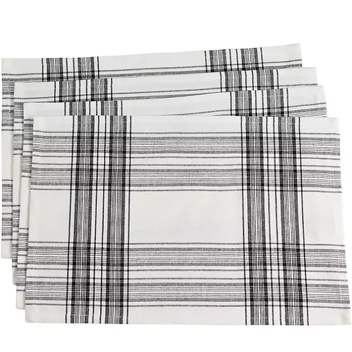 Black and White Classic Plaid Placemats, Set of 4
