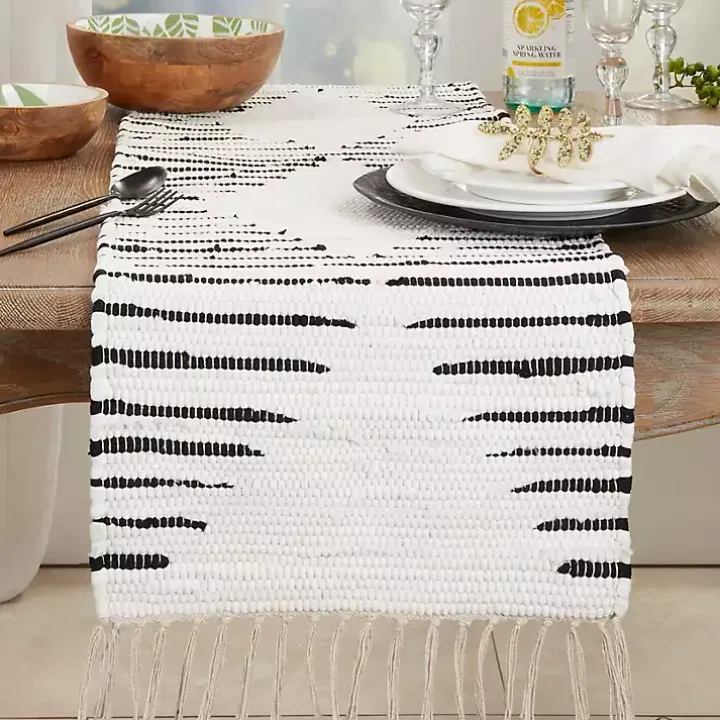 Black and White Diamond Table Runner