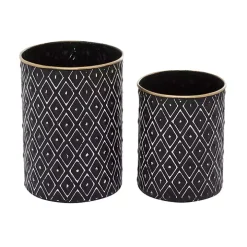 Black and White Embossed Diamond Jars, Set of 2