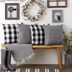 Black and White Gingham Pillow Covers, Set of 4