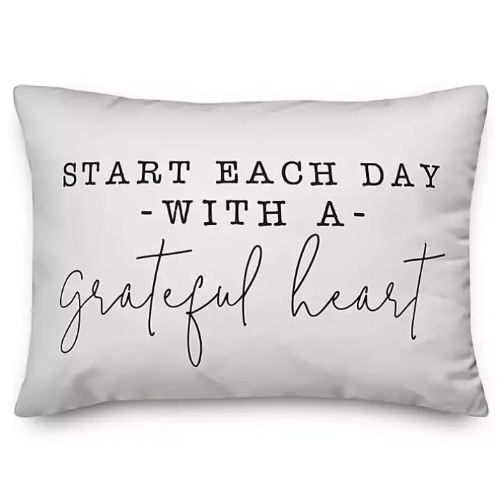 Black and White Grateful Heart Pillow