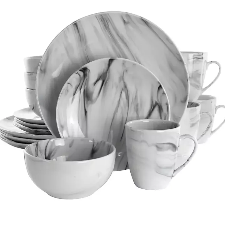 Black and White Marble 16-pc. Dinnerware Set