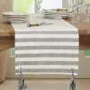 Black and White Rustic Stripe Tassel Table Runner