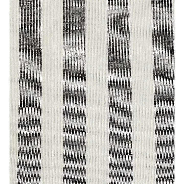 Black and White Rustic Stripe Tassel Table Runner