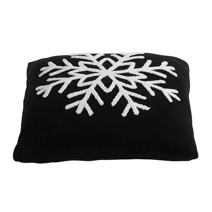 Black and White Snowflake Christmas Pillow