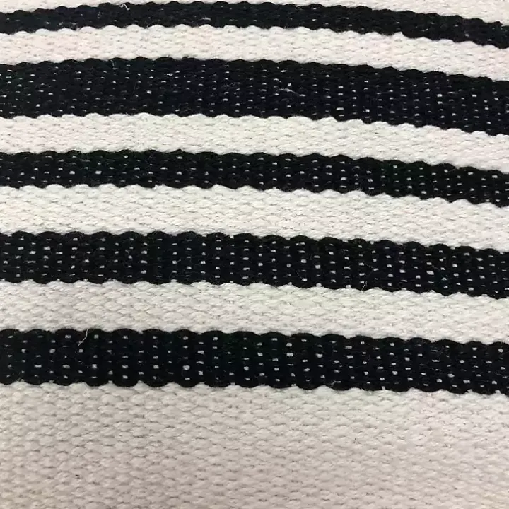 Black and White Striped Cotton Throw Pillow