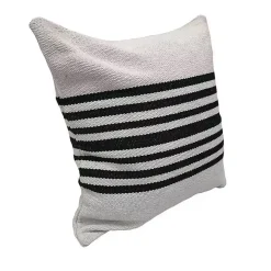 Black and White Striped Cotton Throw Pillow