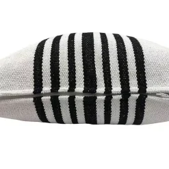 Black and White Striped Cotton Throw Pillow