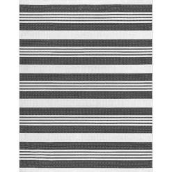 Black and White Striped Washable Area Rug, 4x6