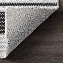 Black and White Striped Washable Area Rug, 4x6