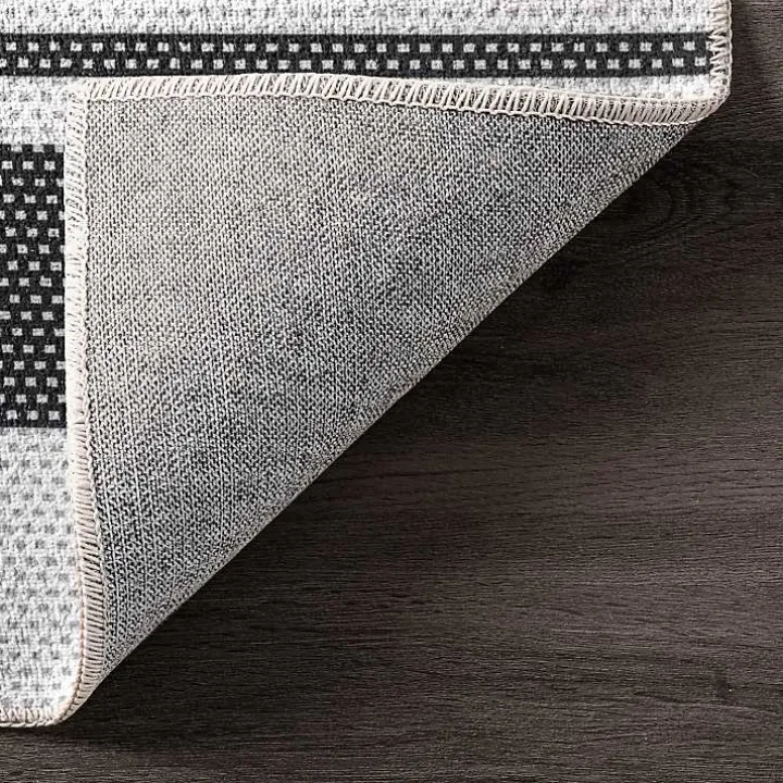 Black and White Striped Washable Area Rug, 4x6