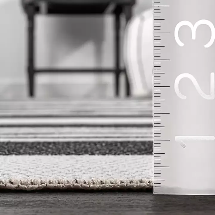 Black and White Striped Washable Area Rug, 4x6