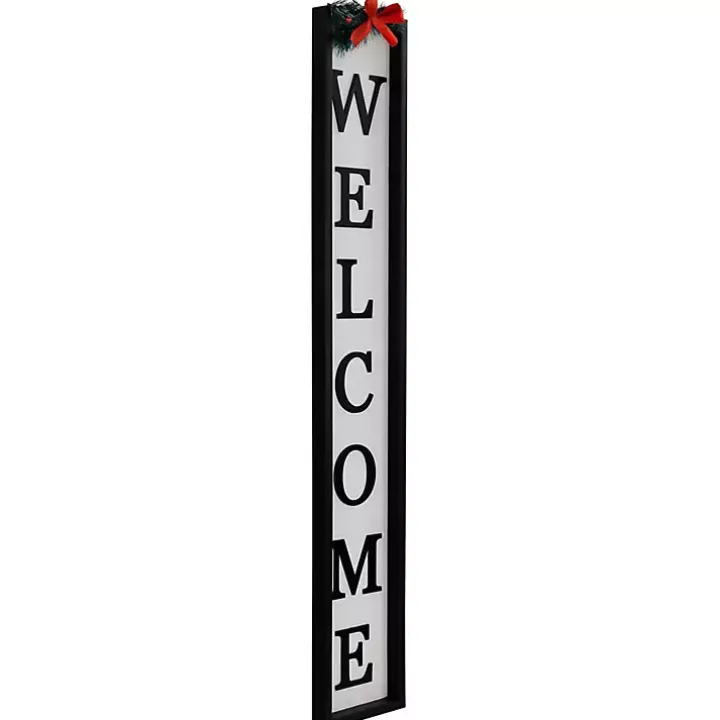 Black and White Welcome Christmas Porch Board