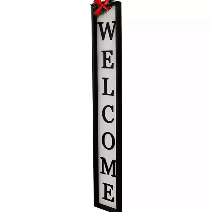 Black and White Welcome Christmas Porch Board