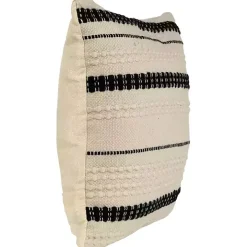 Black and White Woven Stripe Indoor/Outdoor Pillow