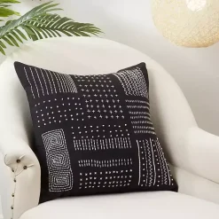 Black Aztec Treasures Throw Pillow