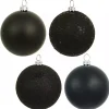 Black Ball Ornaments, Set of 24