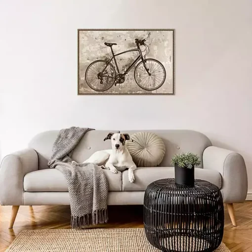 Black Bike Framed Canvas Art Print