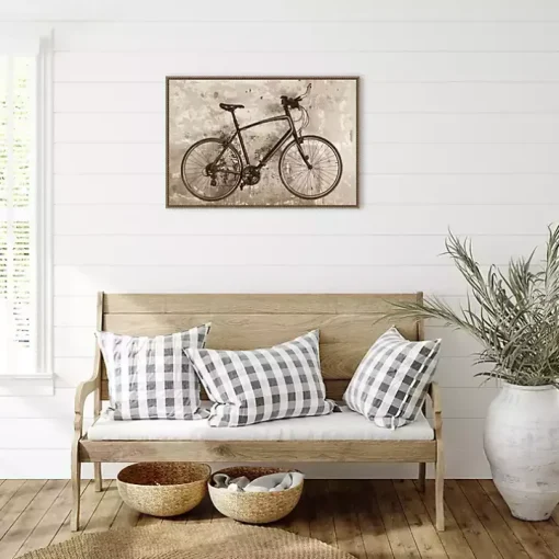 Black Bike Framed Canvas Art Print