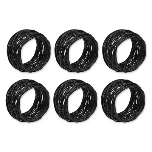 Black Bird Nest 6-pc. Napkin Ring Set