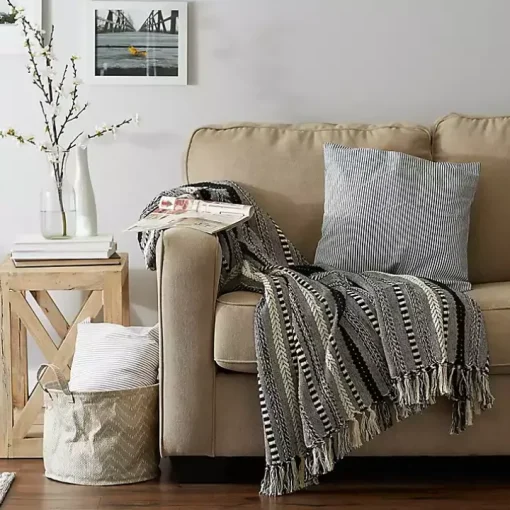Black Braided Fringe Throw
