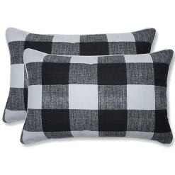 Black Buffalo Check Lumbar Pillows, Set of 2