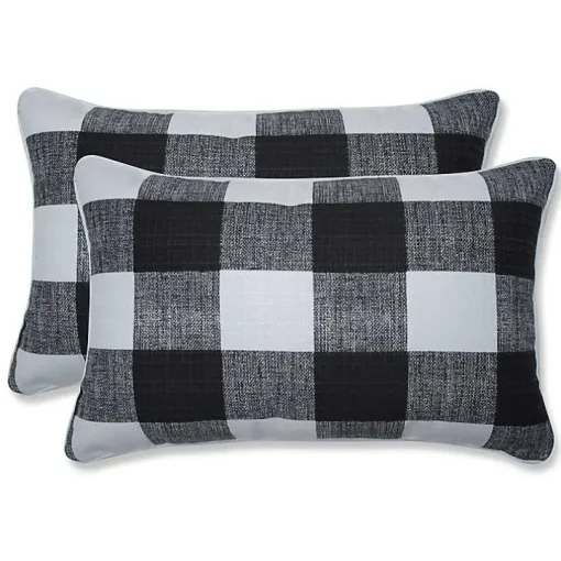 Black Buffalo Check Lumbar Pillows, Set of 2