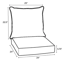 Black Cabana 2-pc. Outdoor Deep Seat Cushion