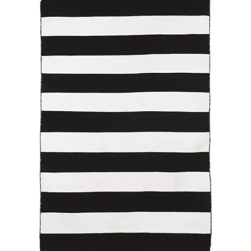 Black Cabana Stripe Indoor/Outdoor Area Rug, 5x7