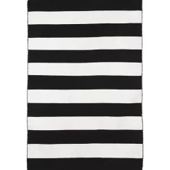 Black Cabana Stripe Indoor/Outdoor Area Rug, 8x11