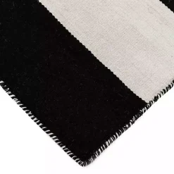 Black Cabana Stripe Indoor/Outdoor Scatter Rug