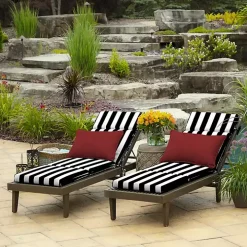 Black Cabana Stripe Outdoor Chaise Cushion