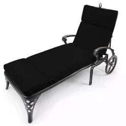 Black Canvas French Edge Outdoor Chaise Cushion