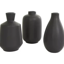 Black Ceramic Contemporary Vases, Set of 3
