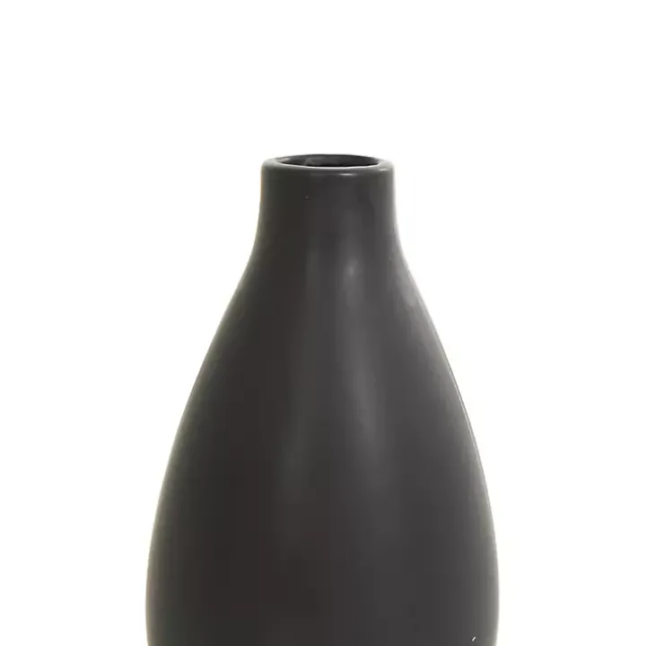 Black Ceramic Contemporary Vases, Set of 3
