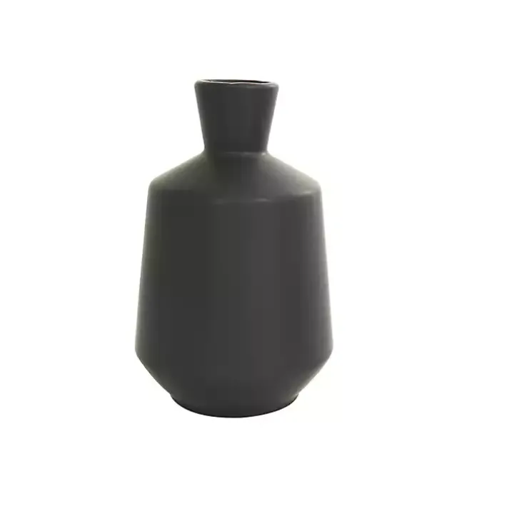 Black Ceramic Contemporary Vases, Set of 3
